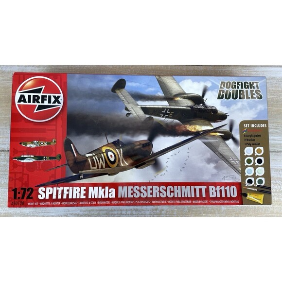 Airfix 1:72 Spitfire Mk.Ia Messerschmitt Bf110 Model Kit A50128 Dogfight Doubles - Picture 1 of 15